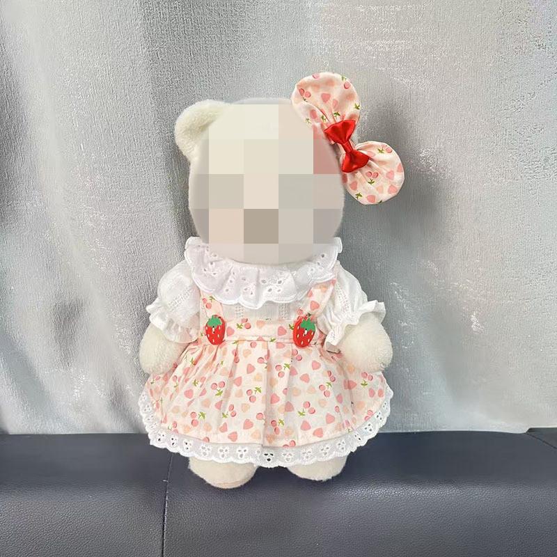 [Cloth Only] the Princess Style Clothes for 30cm Plush  Dolls, Checkered Puffy Skirt Set with Bow Headband.
