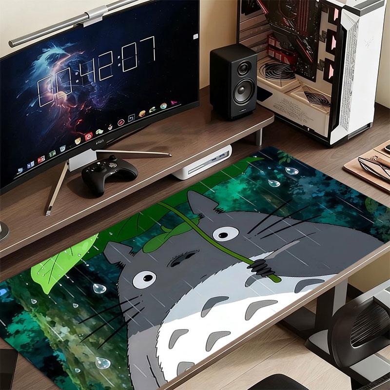 Totoro Cartoon Mouse Pad, Large Gaming Desk Mat, Non-slip XXL Mousepad for Laptop & Tablet, Mini PC Playmat with Stitched Edges