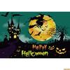 1pc Dark Halloween Party Backdrop Night Moon Witch Castle Pumpkin Bats Dustproof Banner for Halloween Themed Party Decoration