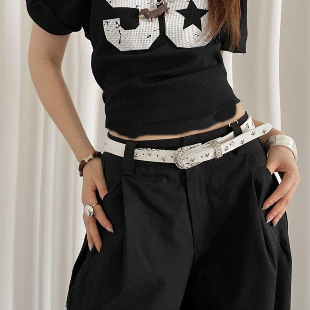 Винтажный панк-стиль ремень из искусственной кожи женский поясной ремень ретро Y2K ремень для джинсов вечеринка