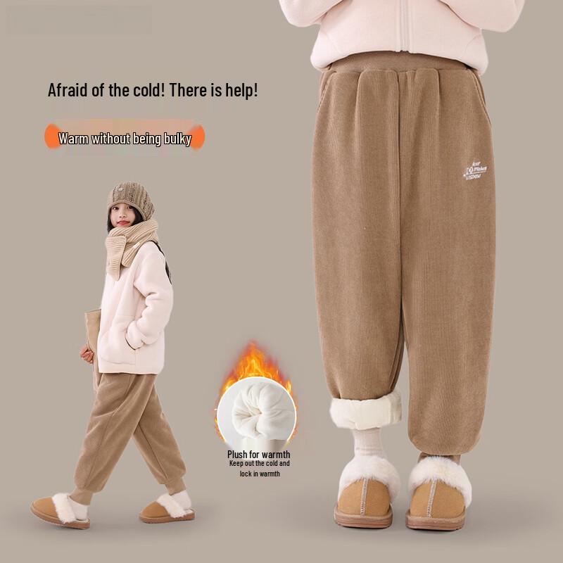 Girls' Thermal Fleece-Lined Casual Winter Pants