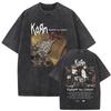 Мужская винтажная футболка с графическим принтом Korn 'Follow The Leader', с эффектом выцветания
