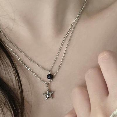 Женское layered бусины звезда ожерелье из хирургической стали