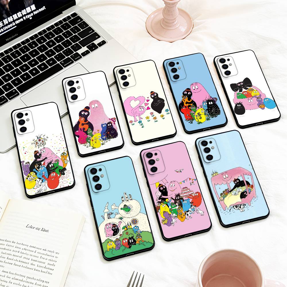 T-Tiny Cute B-BarbapapaS Phone Case For Samsung S 25,24,23,22,30,21,10,9,Ultra,Plus,Lite,FE,4,5 G Soft Black Case
