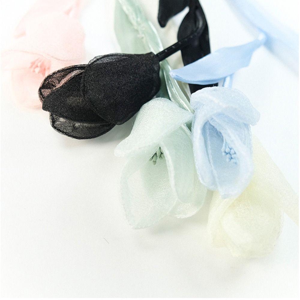 5 Pcs Gauze Cloth Fabric Flower Flexible Decoration Applique Fashion Tulip Clothing Patch Sweater