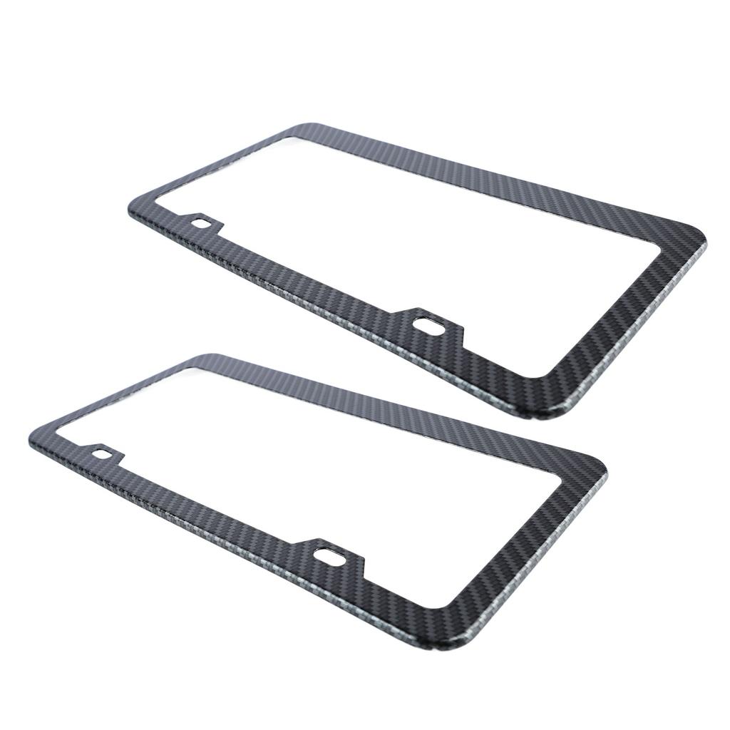 2Pcs Car License Plate Frames Carbon Fiber License Plate Frame Rustproof Universal for Automobiles