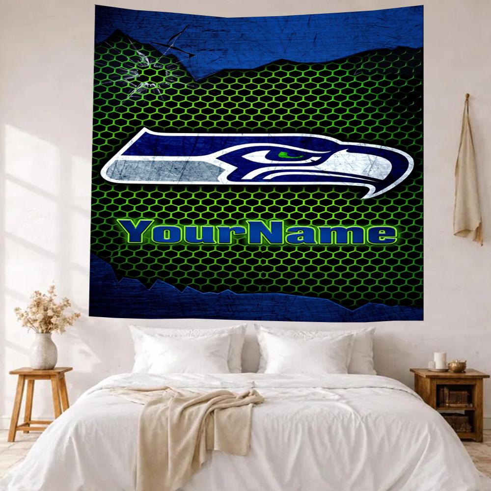 Seattle Seahawks Custom Your Name Wall Decor Tapestry Art For Pet Memorial Birthdaywedding Party Backdrop Family Gift