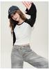 Spring and Autumn American style raglan sleeve temperament short women's T-shirt slim fit round neck casual versatile top