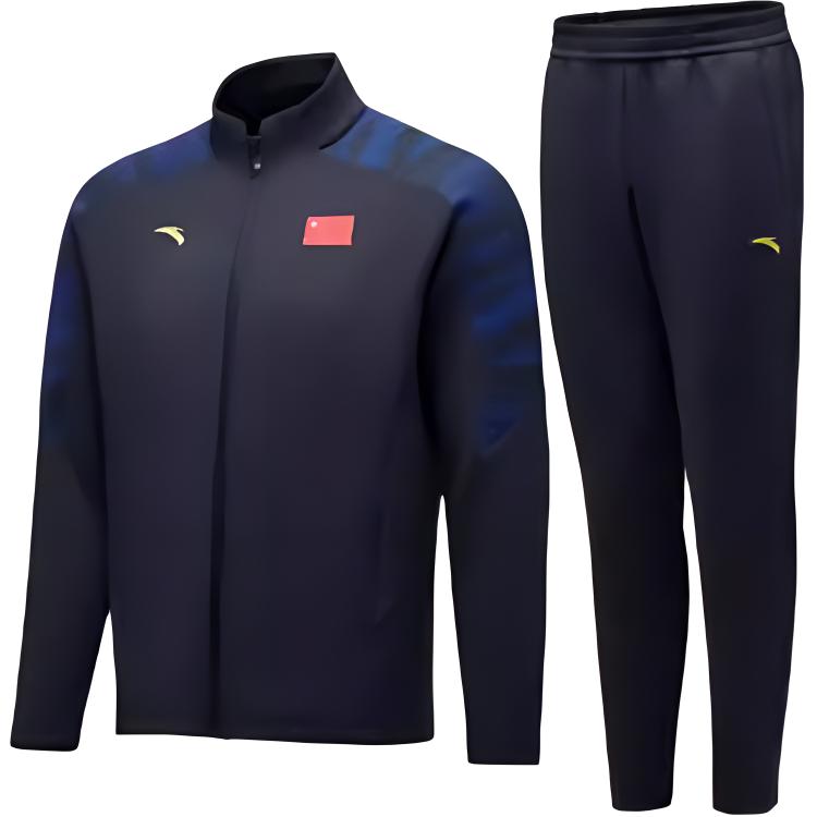 Anta Удобный дышащий комплект из топа и длинных брюк на молнии с надписью Sports Life Series и средней талией, мужские комплекты Legendary-Blue 452440114-2