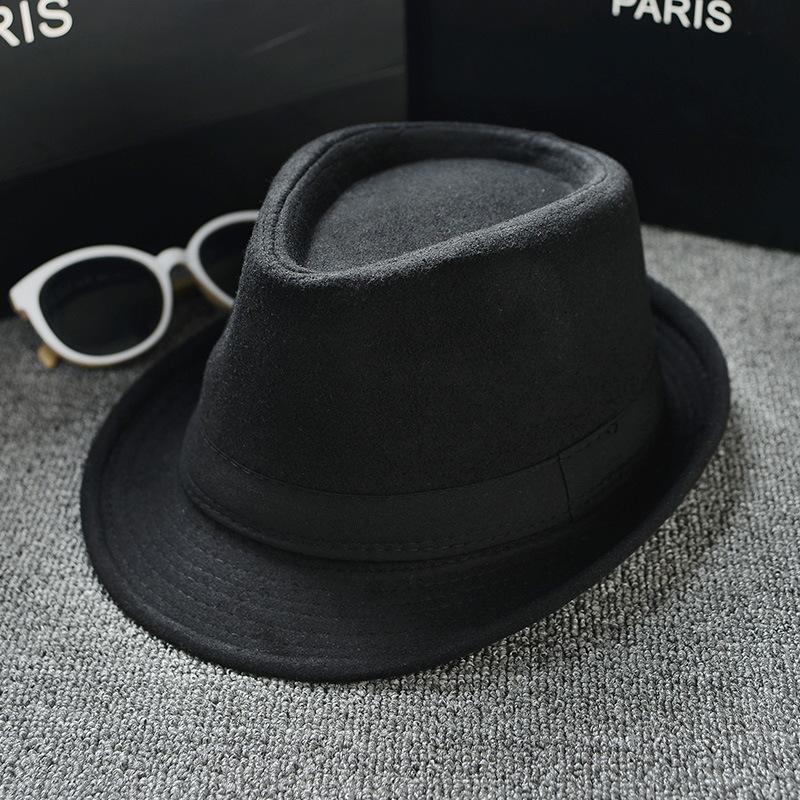 Шляпа Nizi Fabric Solid Color Jazz Hat Pu Leather Panama British Style Sun Hat Men and Women's Sun Hat