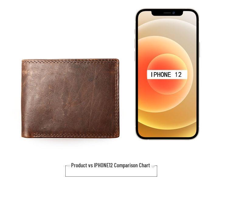 Men's Genuine Cowhide Leather Clutch Wallet: Large Capacity, Multi-Card Slots, Coin Purse & Credit Card Holder.