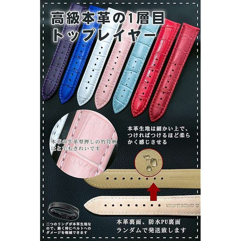 [TONCHARME] Ремешок для часов с тиснением под крокодила, сменный элемент, EASY CLICK, натуральная кожа, кнопочный ремешок для часов с двумя дверцами, 12–24 мм, золотая пряжка (15мм,