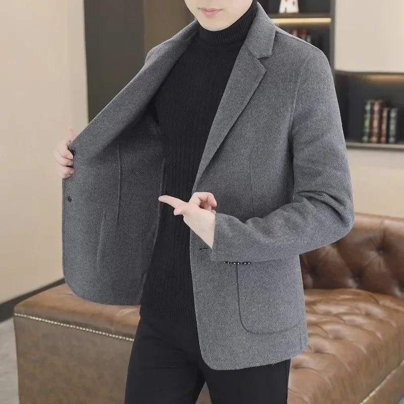 2024 Men's Woolen Stand Collar Coat - Autumn/Winter Business Casual Trend