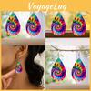 Colored Pattern Fashion Water Droplet Shaped Women Acrylic Earrings For Daily