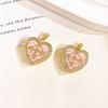 14K Gold Plated Brass Zircon Enamel Multicolor Cross Signet Heart Shaped Locket Pendant Cute Children's Women's Vintage Style