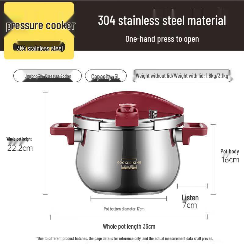 COOKER KING Linglong 304 Stainless Steel Pressure Cooker