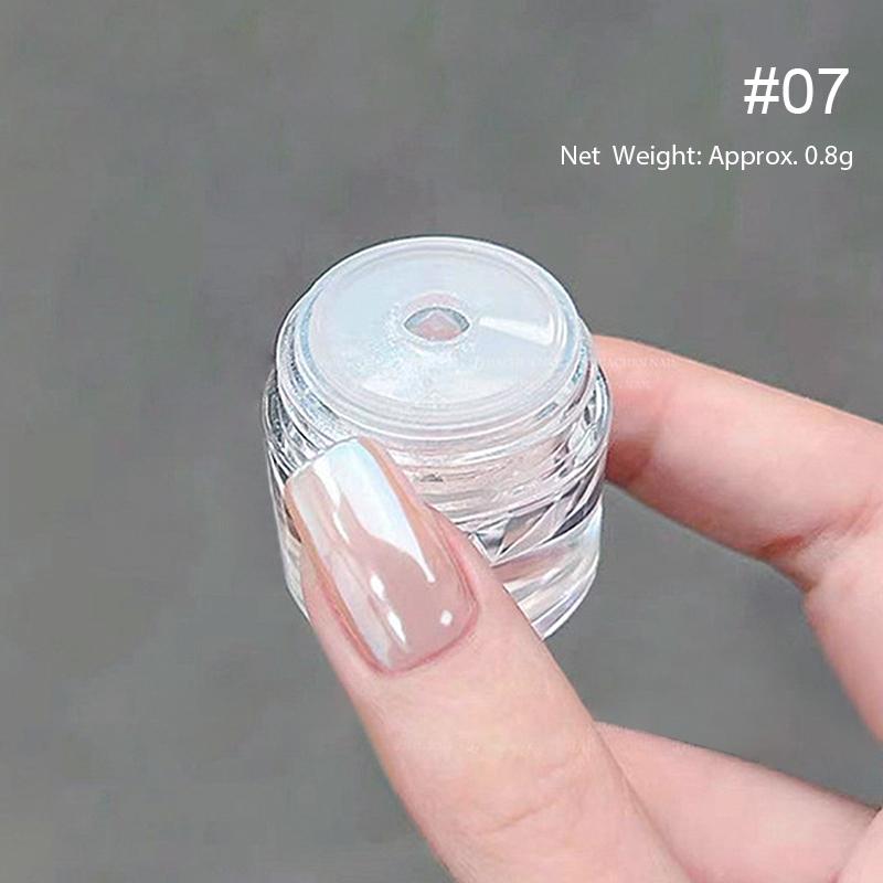 White Chrome Solid Pearl Powder Nail Glitter Aurora Mirror Pigment Rubbing Dust Metallic Effect Gel Polish Manicure Decorations