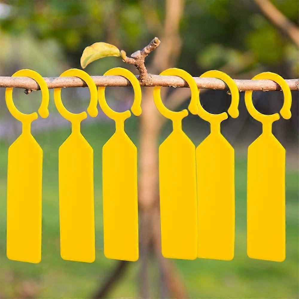 100 pieces yellow plastic plant sticks, hanging plastic plant signs, labeling, yellow plug-in labels