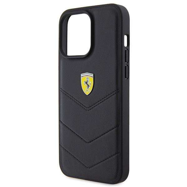 Ferrari Fehcp15Xrduk iPhone 15 Pro Max 6.7 Черный/Black Жесткий чехол Стеганый Металлический логотип