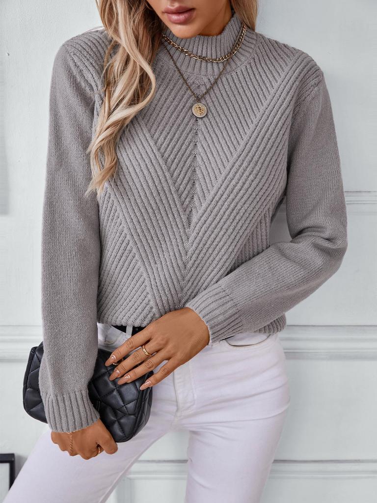 Drizzle Solid Color Half Turtleneck Pullover Women's Sweater - Autumn/Winter European & American Style Long-Sleeved Knitted Top