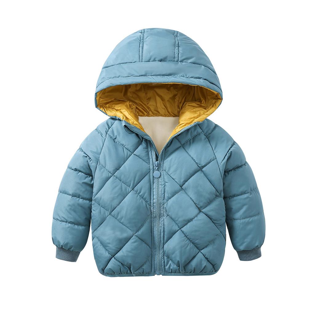 Autumn and Winter Children's Cotton Padded Clothes for Boys and Girls Cotton Padded Clothes for Neutral Velvet Warm Coat for Children Diamond Plaid