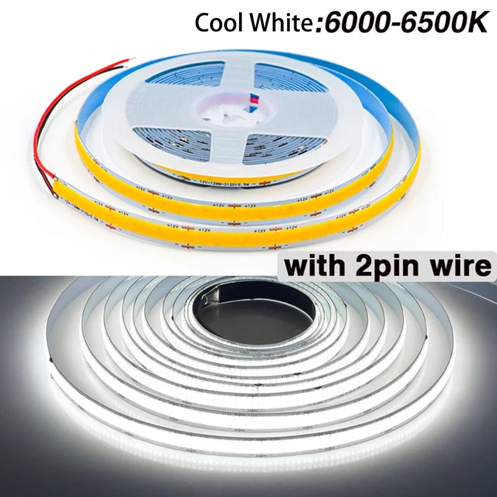 600Leds/M Double Row COB Strip DC 24V High Brighter RA90 Warm/Natural White 3000K 4000K 6000K Flexible Ribbon Rope LED Light