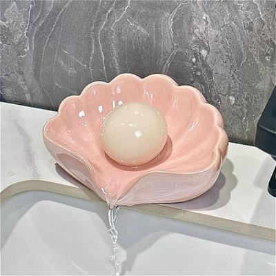 Роскошная керамическая мыльница в форме ракушки с автосливом, настенный органайзер для ванной комнаты на клеевом креплении, без сверления, для элегантного дома