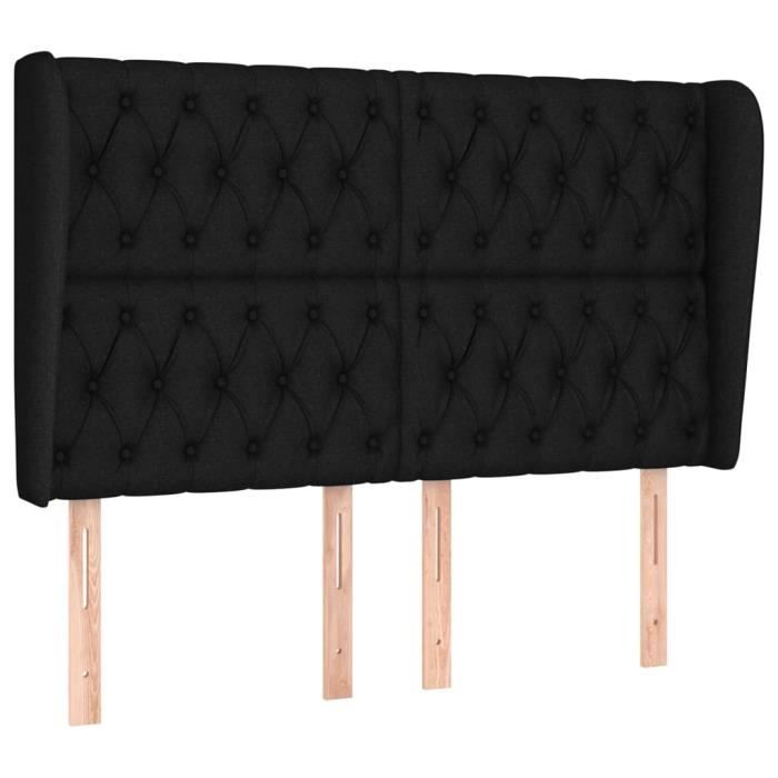VidaXL Tête de lit avec oreilles Noir 163x23x118-128 cm Tissu3118300
