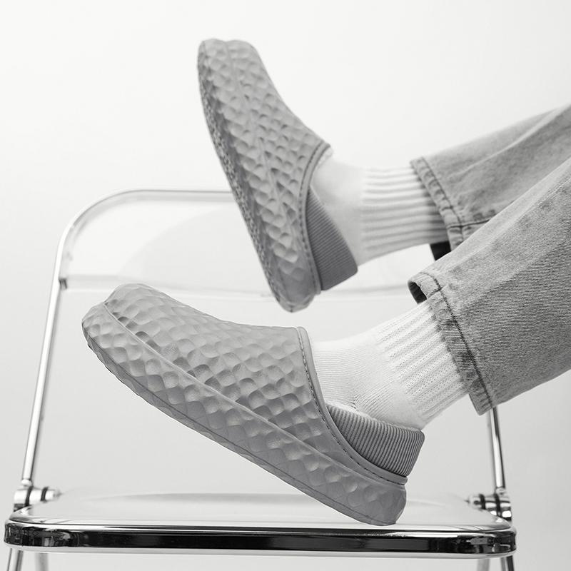 2024 Men Winter Velvet Man Slippers Warm Short Plush Slippers Non-slip Bedroom Slippers Home Couple Soft Shoes 36-45