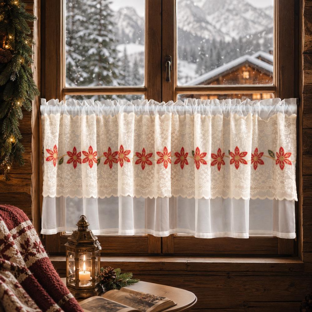 Lace Trim Cafe Curtains Sheer Voile Window Drapes Half Curtains Embroidered Curtains Restaurant