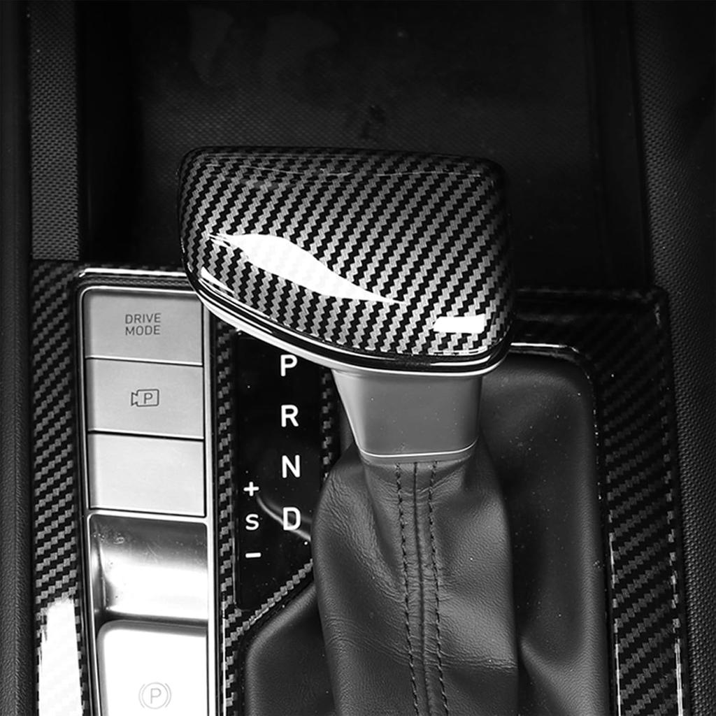 Shifter Lever Handle Protective ABS Car Gear Shift Knob Cover Trim Compatible with Hyundai Elantra -2025 Accessories (Carbon Fiber Pattern)