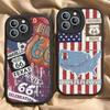 Чехол для телефона America Route 66 для iPhone 16 15 14 11 12 13 Pro Max Plus Задняя крышка из кожи