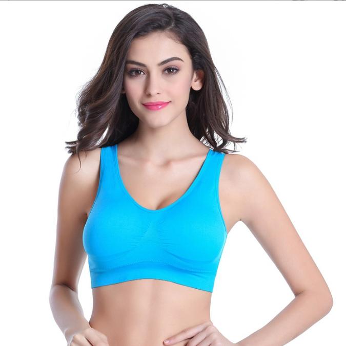 Women's Seamless Push Up Sports Bra, Wire Free, Solid Pattern