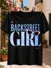 С изображением Backstreet Girl, Большие Радужные Буквы, Розовый Кошачий Глаз и Сверкающие Звезды, Глянцевый Поп-Фан, Унисекс, Все Футболки