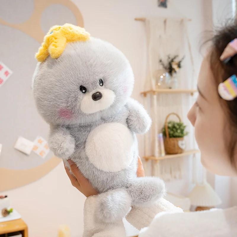 Мягкая плюшевая игрушка морской лев со звездой на голове, чучело, милая морская кошка, подушка, декор для кровати, дивана, для детей и взрослых, подарок на день рождения