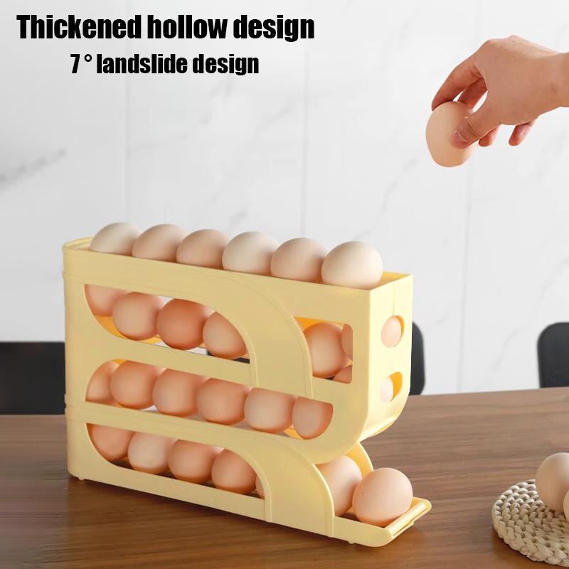 Используйте автоматический скатывающийся ящик для хранения яиц, кухонный холодильник, боковая дверца, стойка для хранения яиц, 30 штук, для упаковки коробок для яиц
