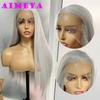 AIMEYA Серебристый парик для косплея с бесплатным пробором, с челкой-«вдовий клюв», синтетический парик с кружевной передней частью, длинный прямой парик для косплея AoGuang для мужчин или женщин