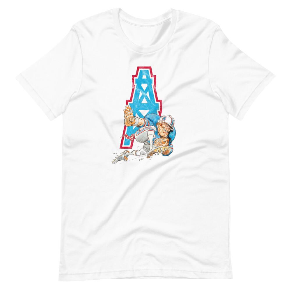 Винтажный стиль HOUSTON OILERS Карикатура Футбольная футболка с коротким рукавом Унисекс Футболка Унисекс Футболка