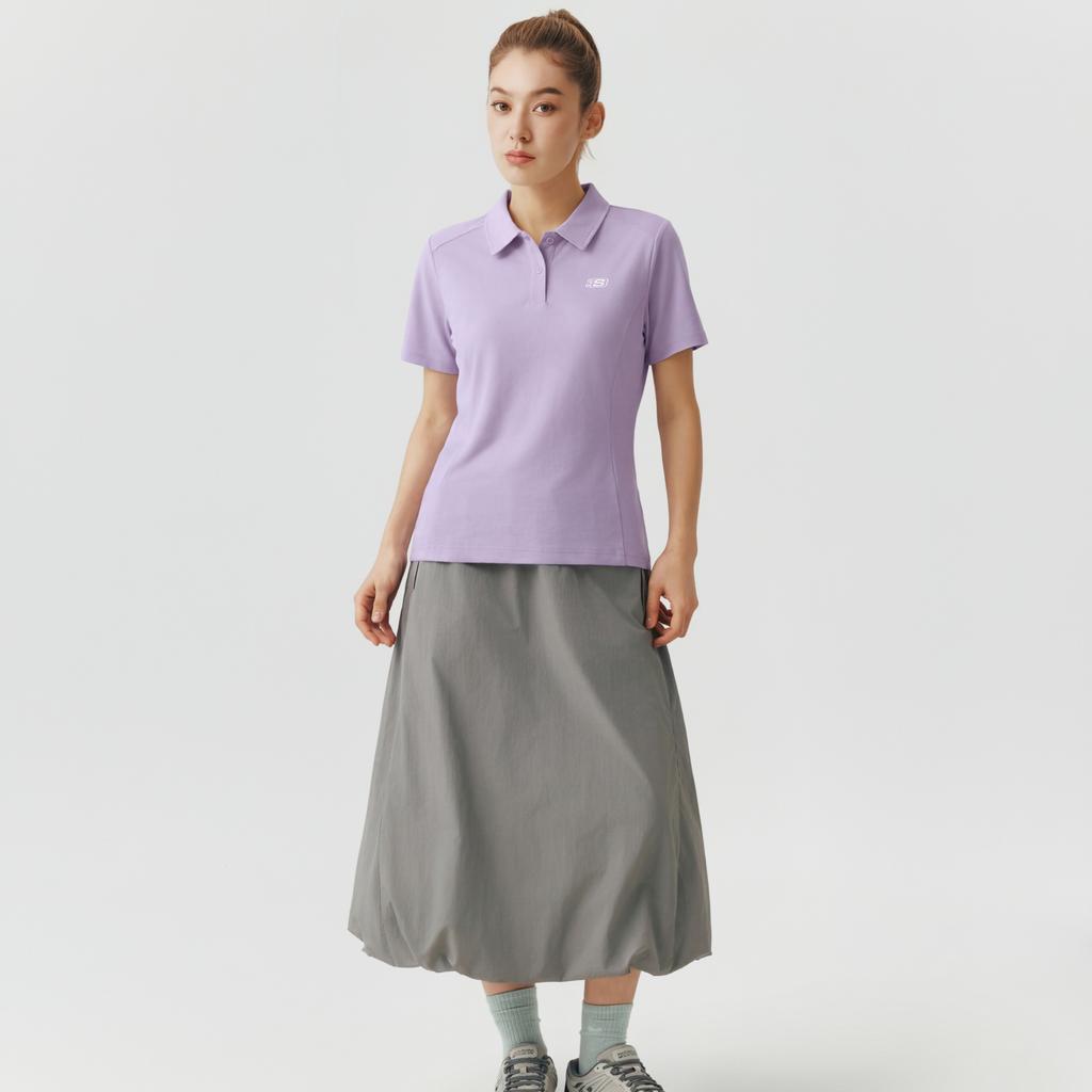 Skechers Женская однотонная футболка-поло средней плотности с коротким рукавом tops L225W157-00KC