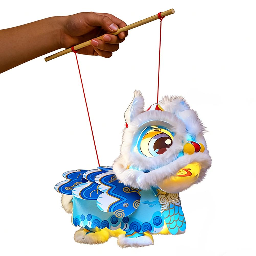 2026 Year Of The Horse Lion Dance Lantern Handmade DIY Material Package, Children's Handheld PVC Waterproof Luminous Toy