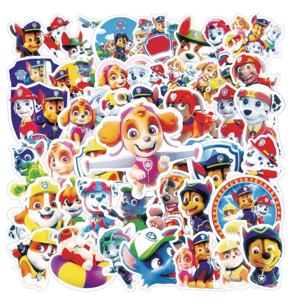50-Piece Cartoon Stickers: Paw Patrol Backpack & Thermos Decor Sticker Book