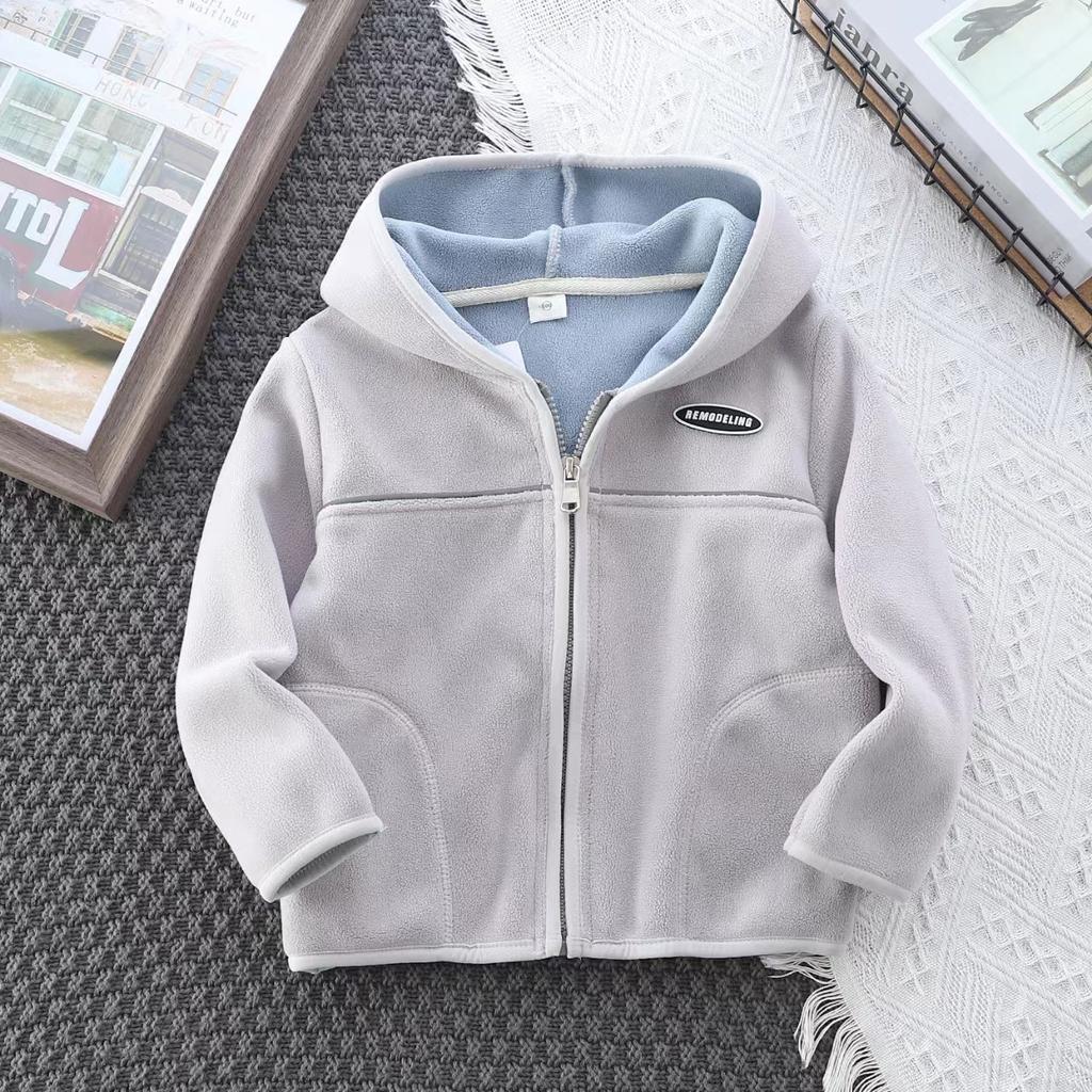 Детское худи из полар-флиса с капюшоном, осенне-весеннее, спортивное, повседневное, детские толстовки на молнии для мальчиков 2-12 лет, одежда