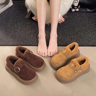 Женские легкие удобные зимние теплые сноубутсы на толстой подошве с мягкой подкладкой, нескользящие, с амортизацией, для повседневной носки, спортивные, меховые, хлопковые ботинки