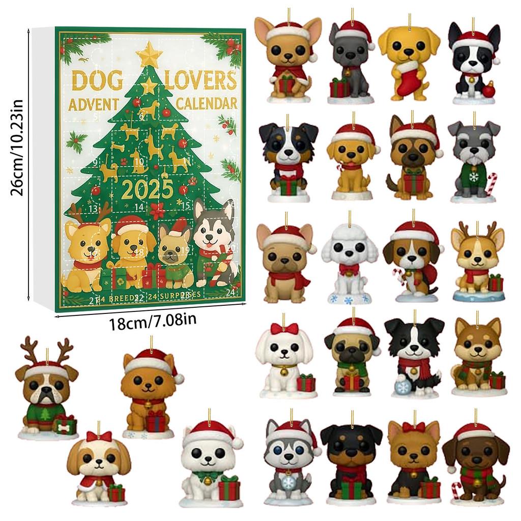 Dog Series Advent Calendar With Acrylic Festive Decor For Christmas Party Gifts