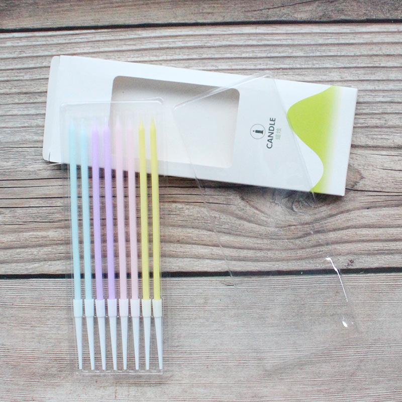Small Fresh Rainbow Color Slender Straight Pencil Birthday Candle Creative Romantic Party Macaron Candle