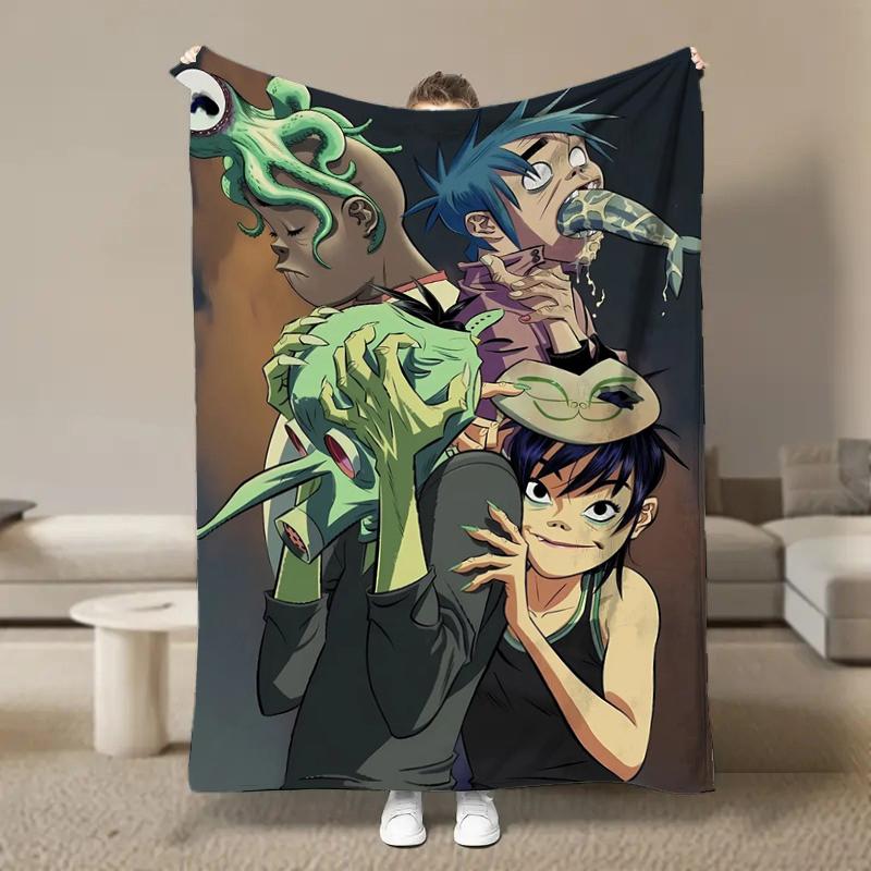 Виртуальная аниме рок-группа G-Gorillaz Мягкие одеяла, Сохраняющее тепло одеяло-плед, Удобное одеяло для пикника, Кровати, Дивана, Дома, Спальни