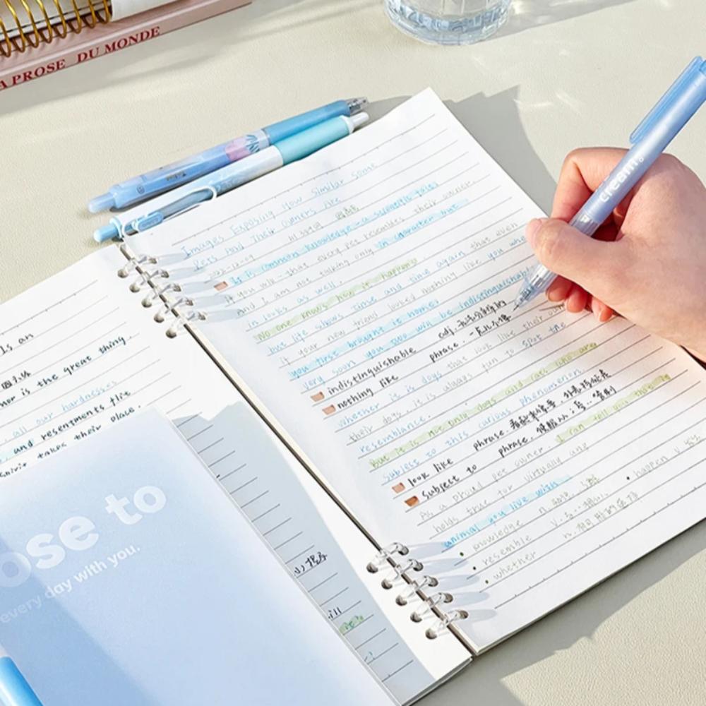 Simple Stationery A5/B5 Binder Notebook Horizontal Line Gradient Color Kawaii Loose-Leaf Notebook 60 Sheets PVC Cover