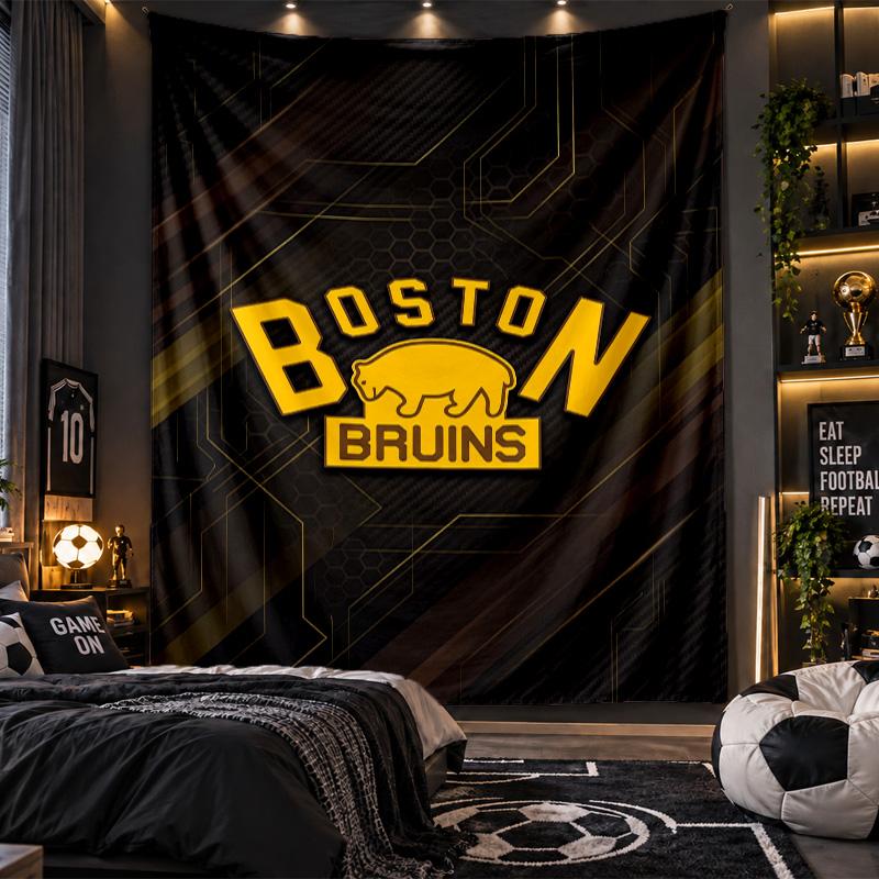 Wall Hanging Tapestry Boston Bruins Print Cloth for Living Room Bedroom Home Decor