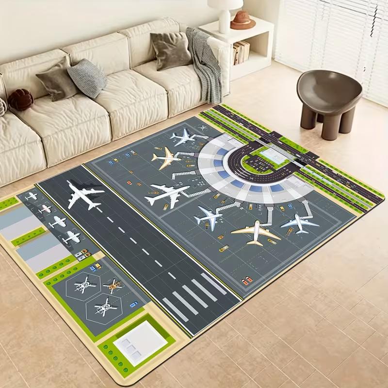 Funny Racing Themed Area Rug Race Track Checkered Pattern Soft Non-Slip Mat Fun Game Carpet for Bedroom  Living Room