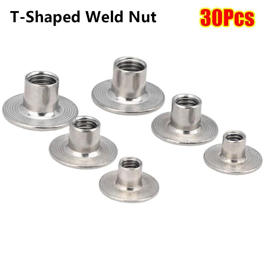 30Pcs Round Base Tee Nut M6 M8 Mounting Hardware Fastener for Furniture Sheet Metal Woodworking